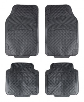 Ковры полимерные универсальные в салон автомобиля, цвет - черный, комплект из 4х ковров