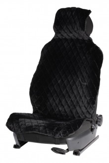 Накидка из искусственного меха, черная с коротким ворсом, на переднее сиденье, 1 шт.